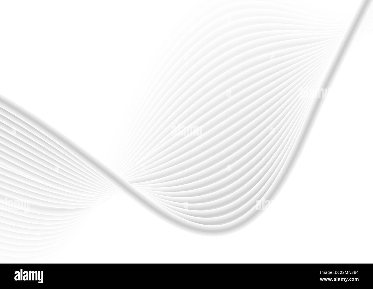 Abstract white grey smooth linear waves minimal elegant background. Vector design Stock Vector