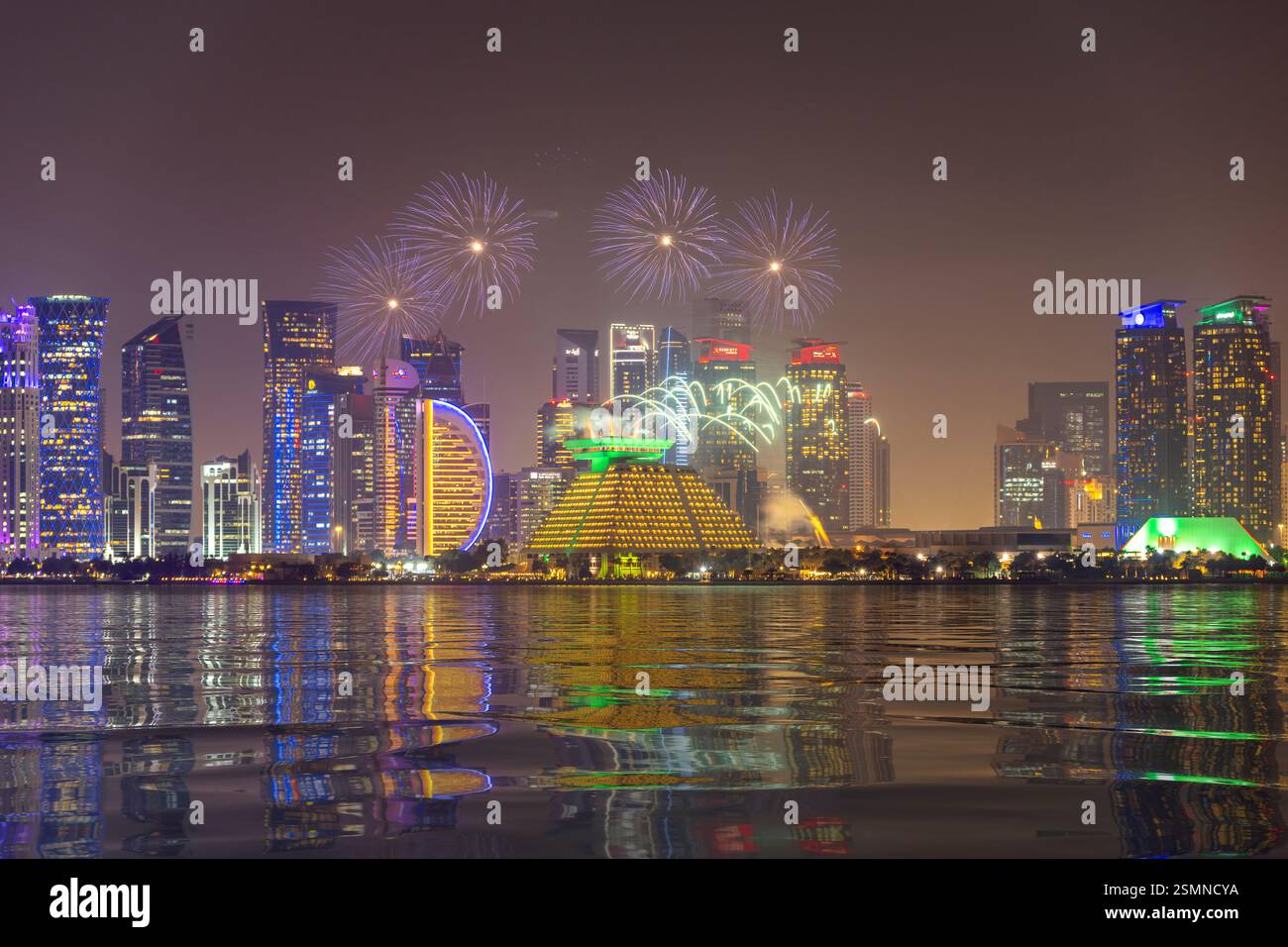 Fireworks at Qatar international Food festival 2025. QIFF 2025 Stock ...