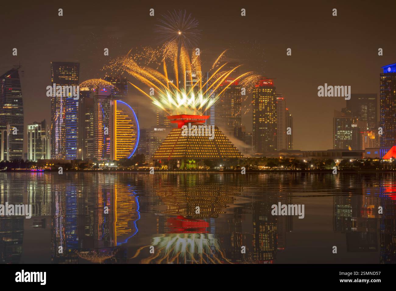 Fireworks at Qatar international Food festival 2025. QIFF 2025 Stock ...