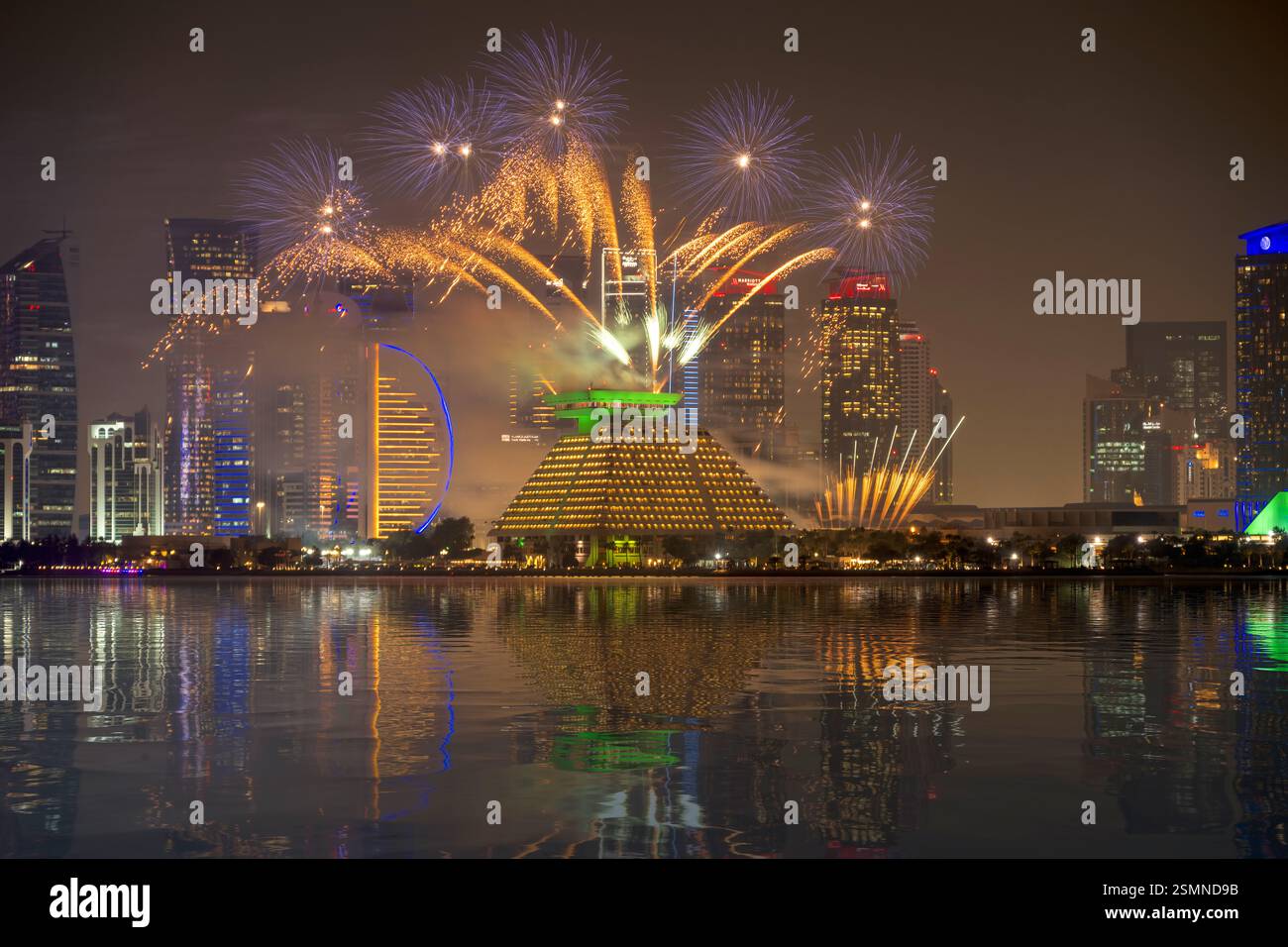 Fireworks at Qatar international Food festival 2025. QIFF 2025 Stock ...