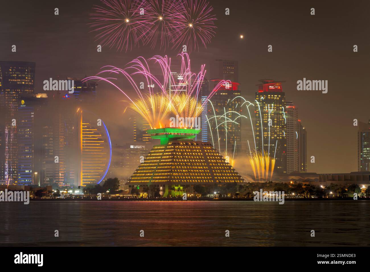 Fireworks at Qatar international Food festival 2025. QIFF 2025 Stock ...