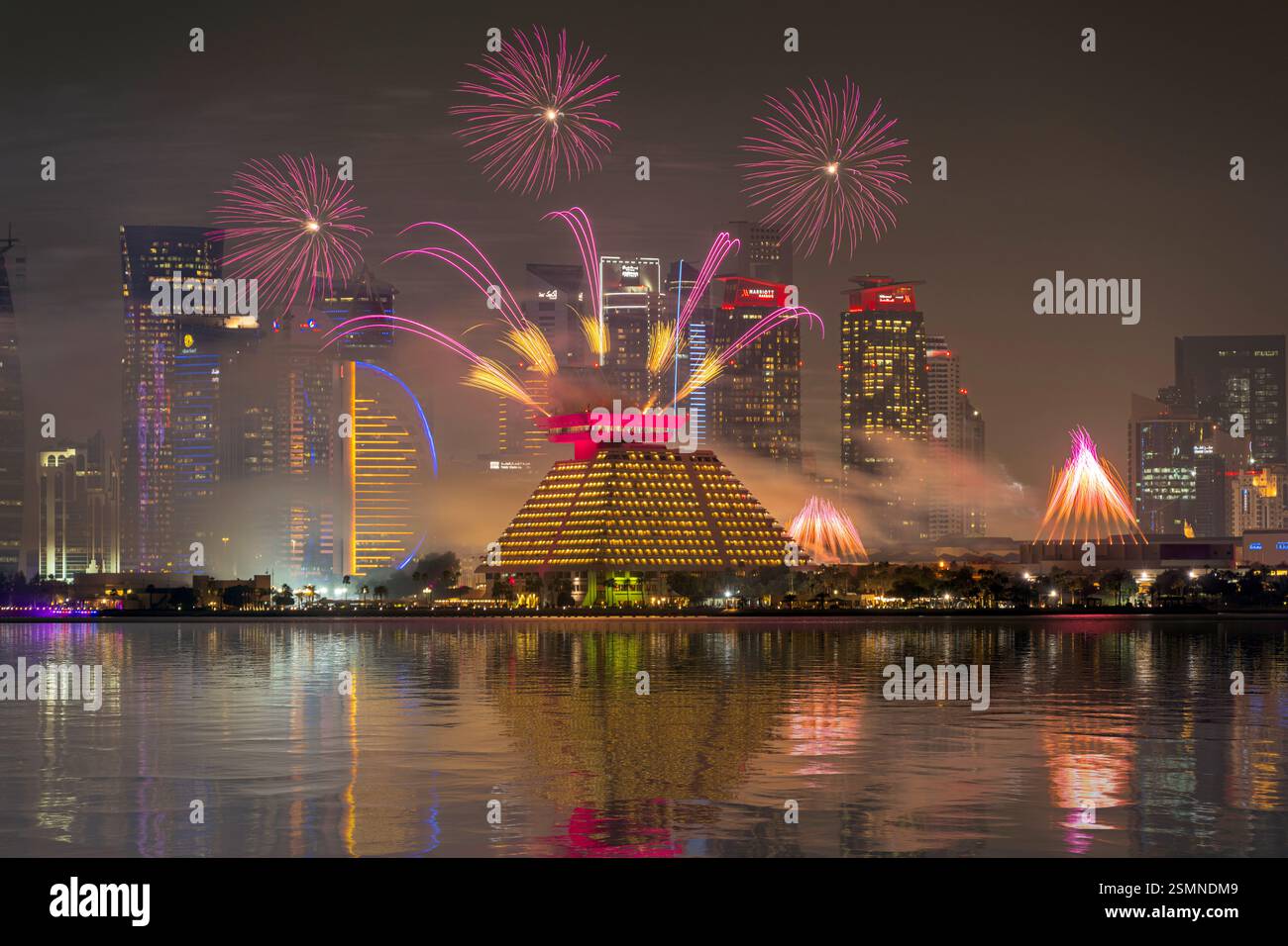 Fireworks at Qatar international Food festival 2025. QIFF 2025 Stock ...