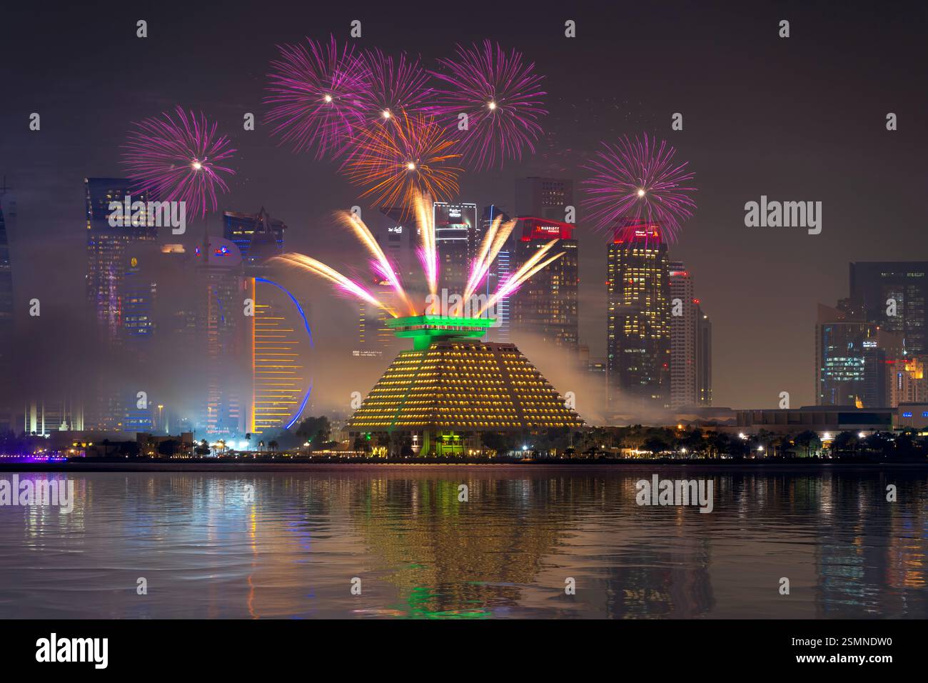 Fireworks at Qatar international Food festival 2025. QIFF 2025 Stock ...