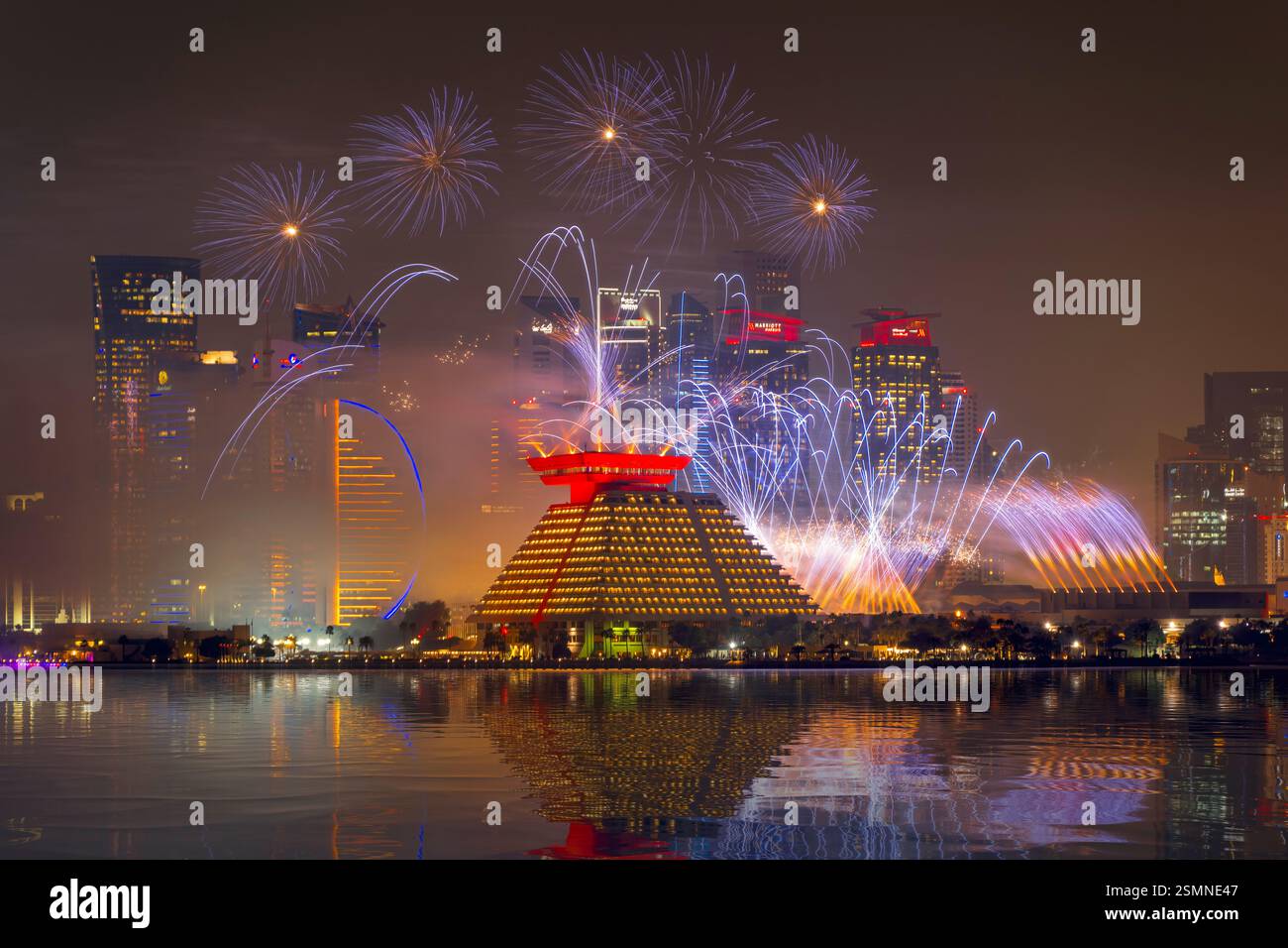 Fireworks at Qatar international Food festival 2025. QIFF 2025 Stock ...
