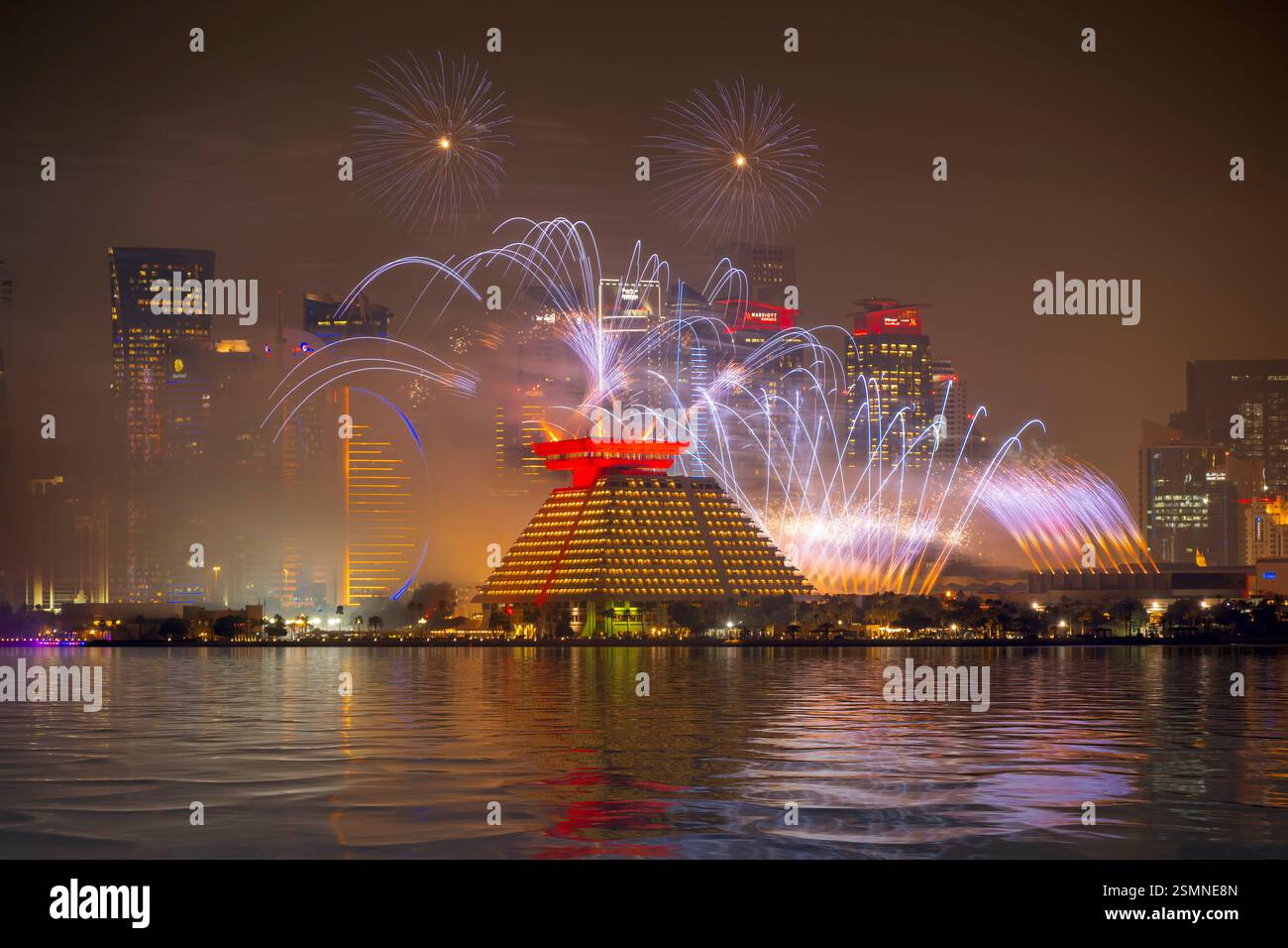 Fireworks at Qatar international Food festival 2025. QIFF 2025 Stock ...