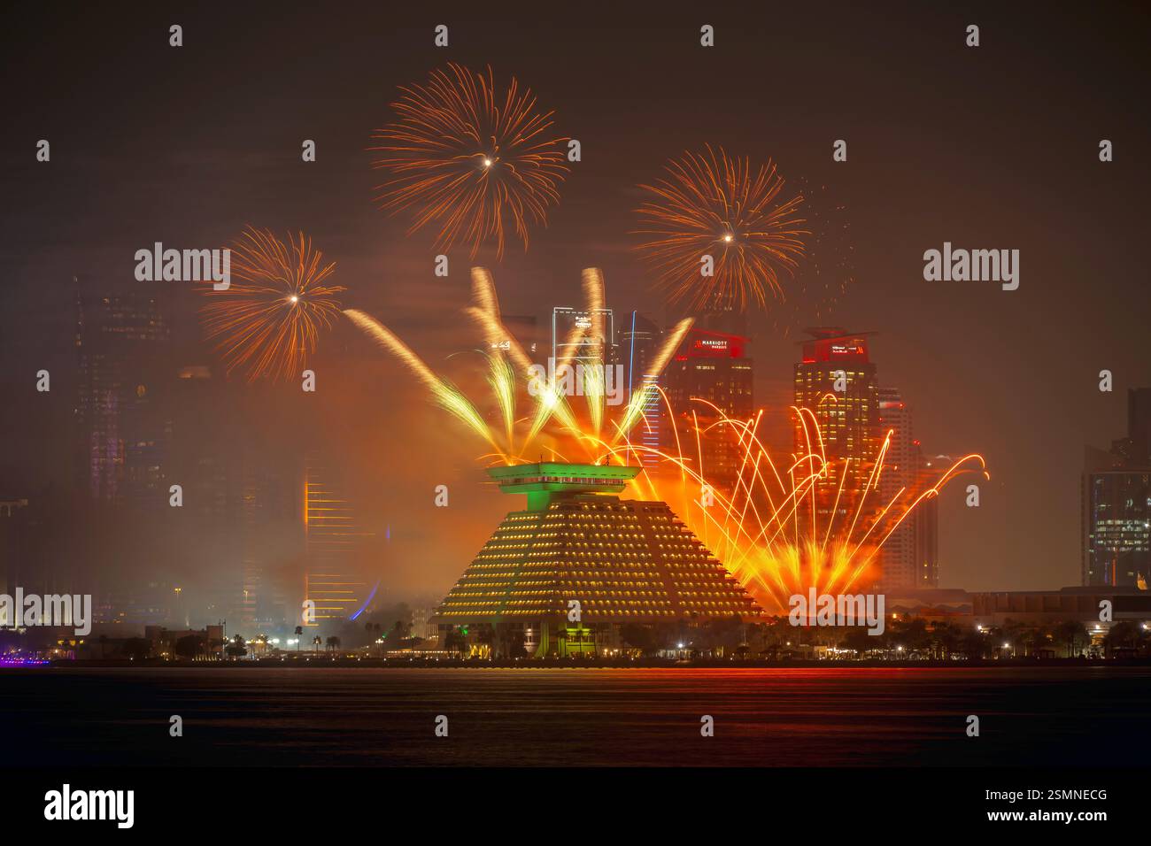 Fireworks at Qatar international Food festival 2025. QIFF 2025 Stock ...