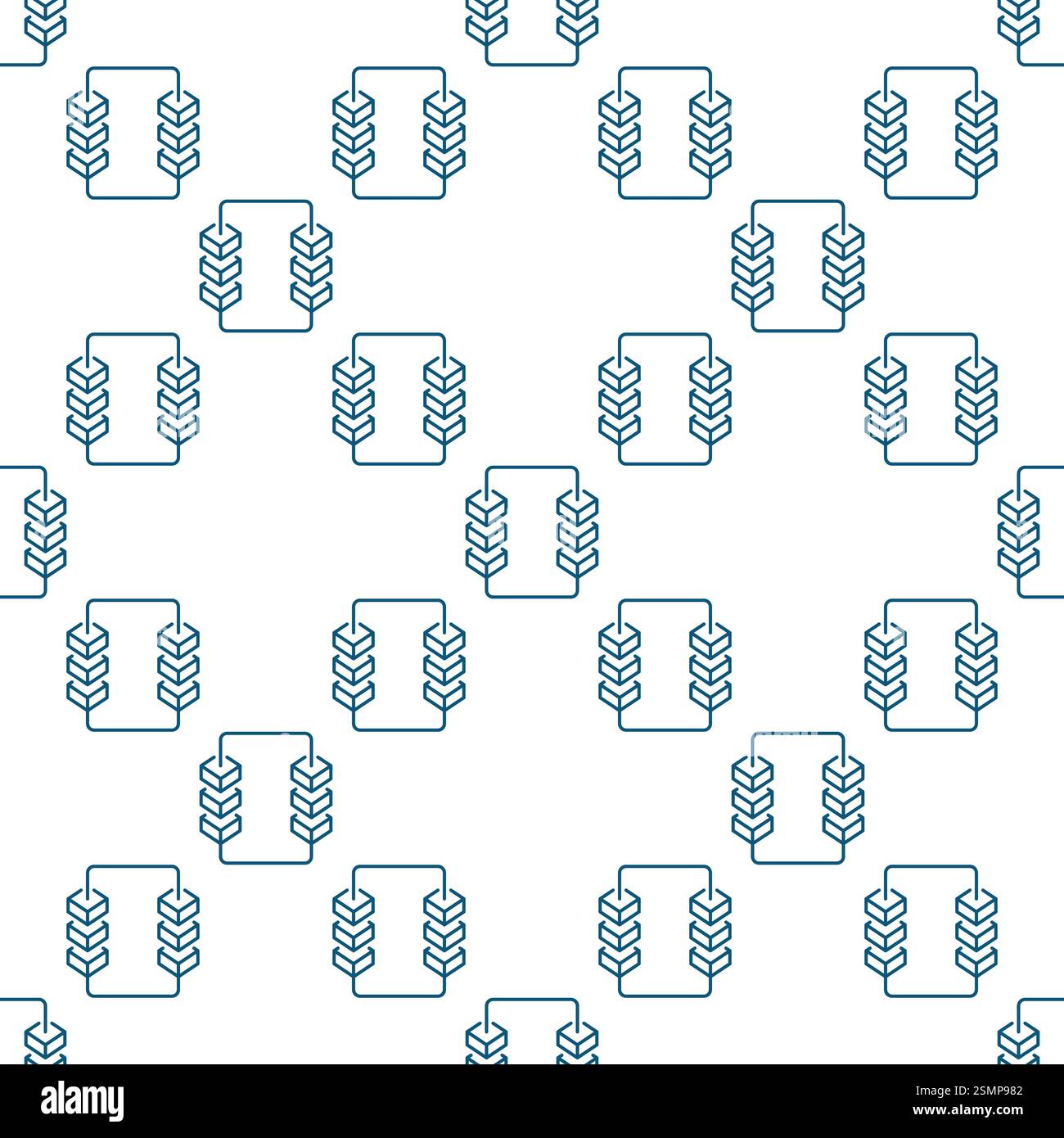 Block-Chain vector concept seamless pattern. Blockchain with 6 blocks Crypto background in thin line style Stock Vector