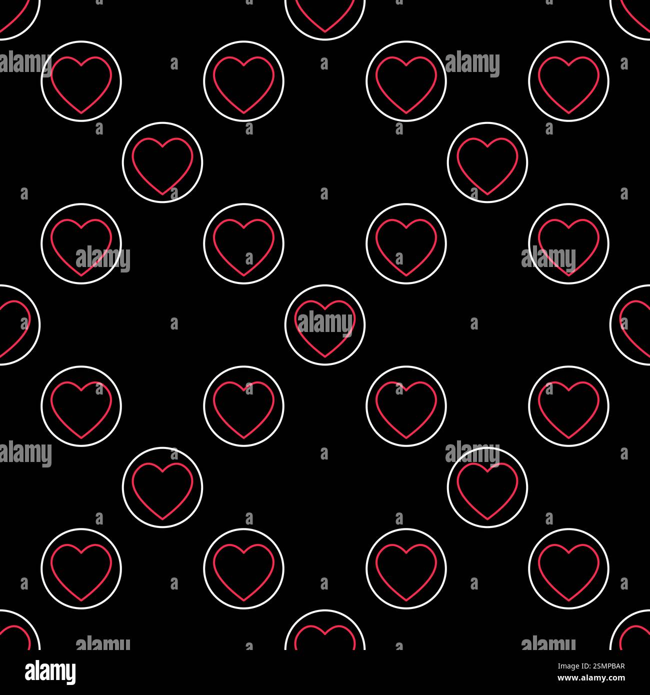 Hearts Playing Card Suit vector concept round linear seamless pattern or background Stock Vector
