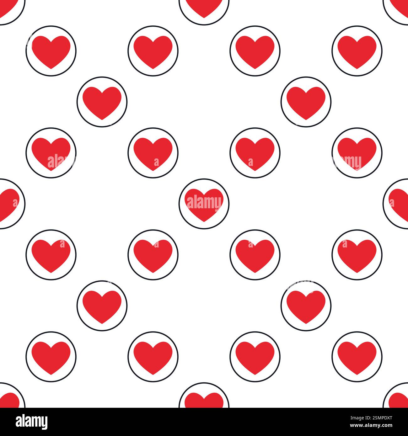 Circle with Hearts Playing Card Suit vector concept solid seamless pattern or background Stock Vector