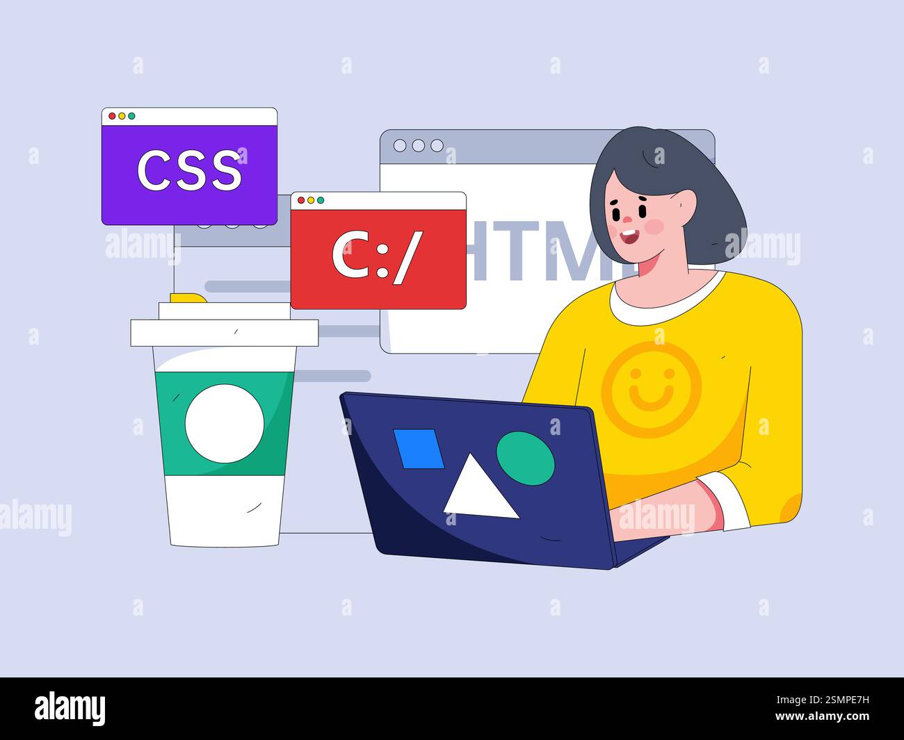 Programming teaching development flat character vector concept ...