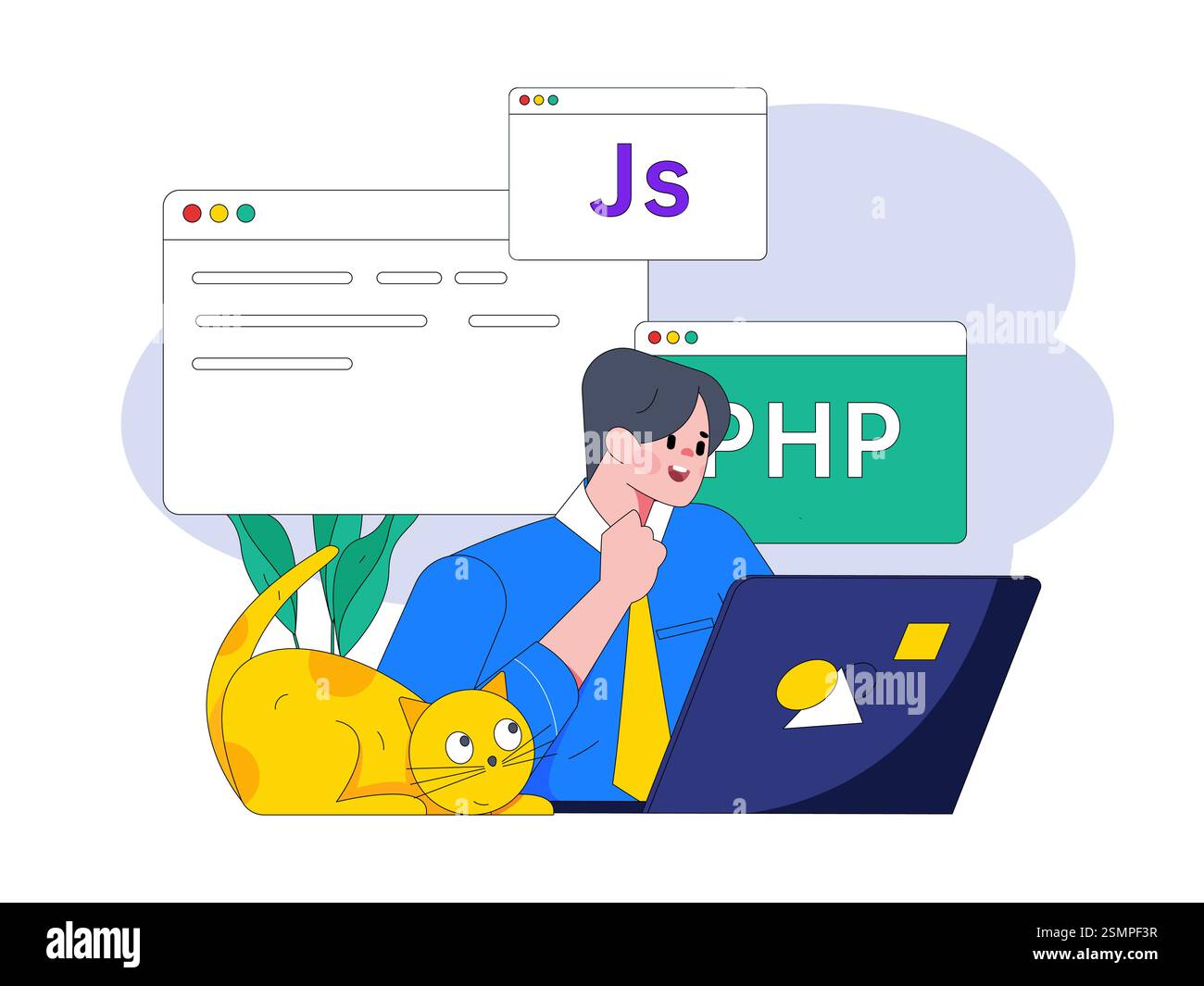 Programming teaching development flat character vector concept ...
