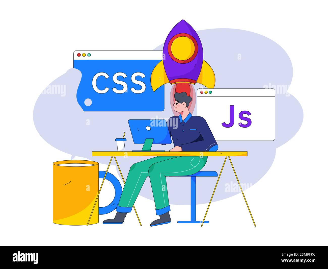 Programming teaching development flat character vector concept ...