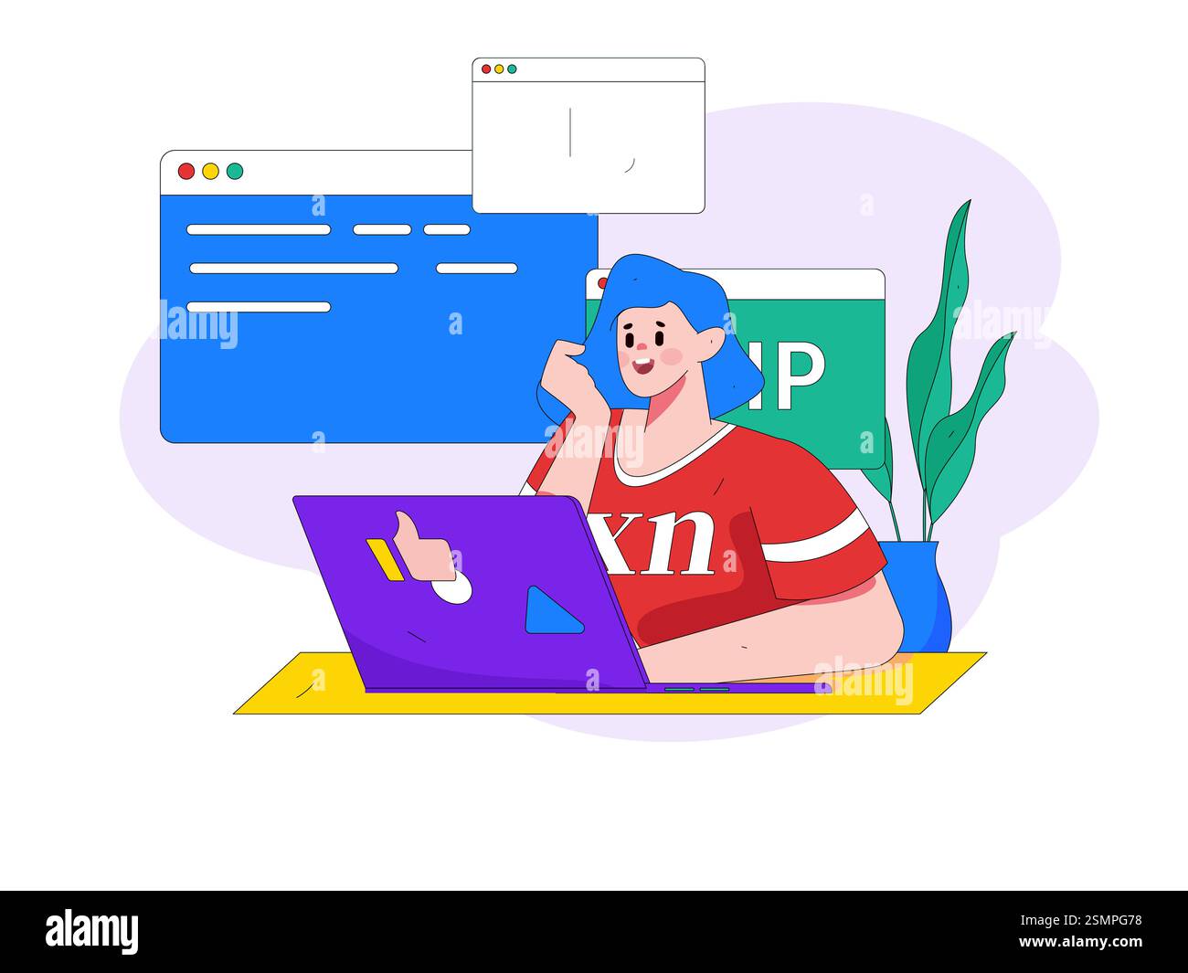 Programming teaching development flat character vector concept ...