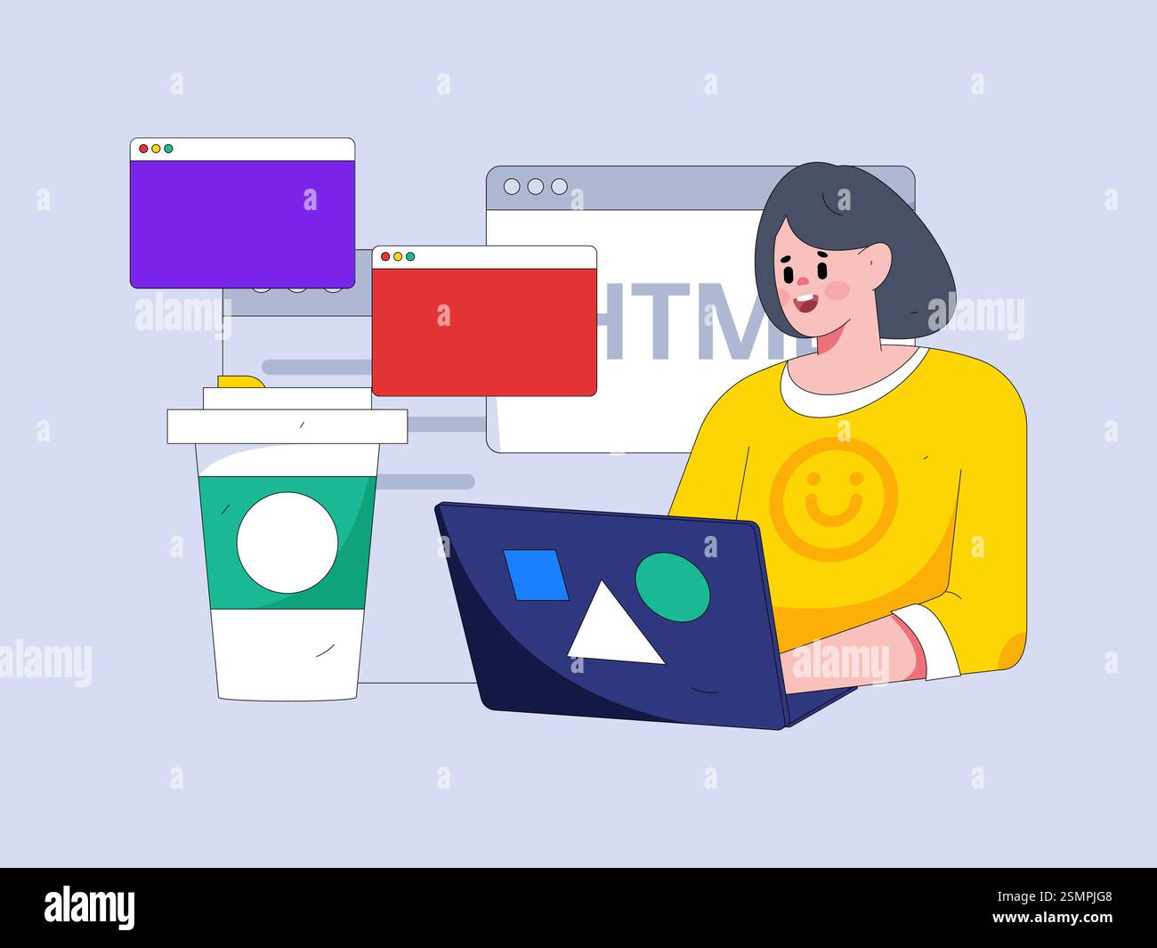 Programming teaching development flat character vector concept ...