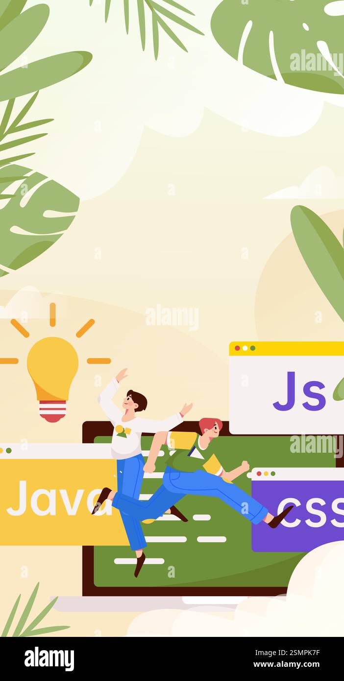 Programming teaching development flat character vector concept ...