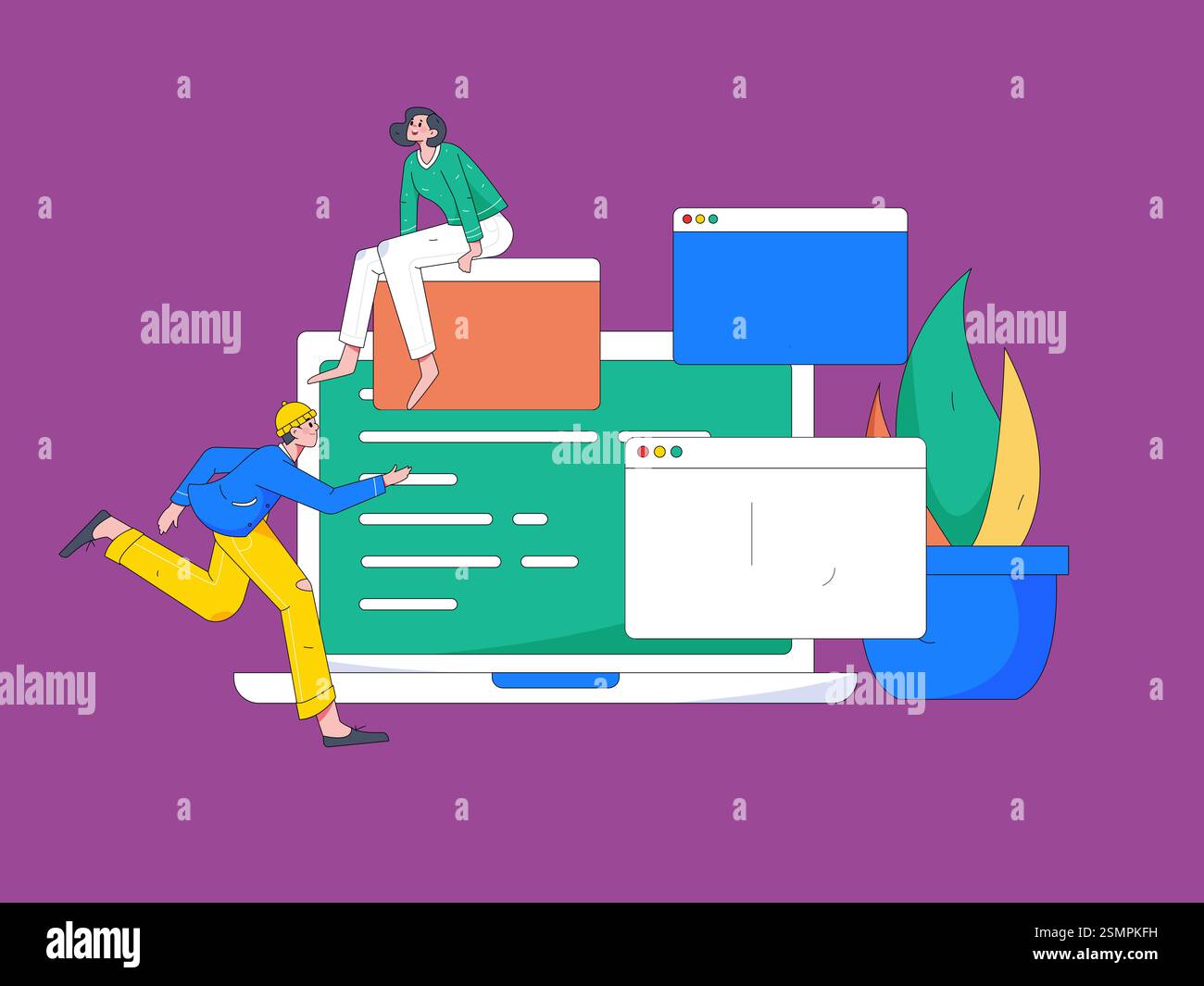 Programming teaching development flat character vector concept ...