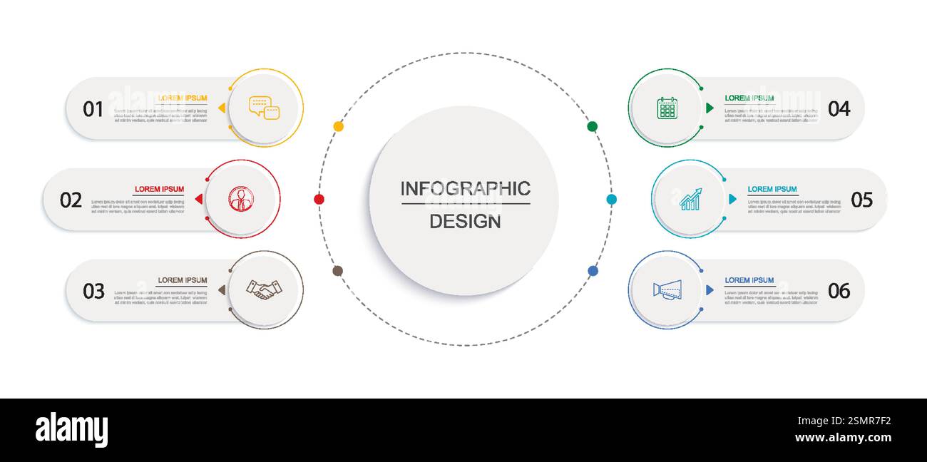 6 data infographics tab layout template. Illustration business abstract background. Stock Vector