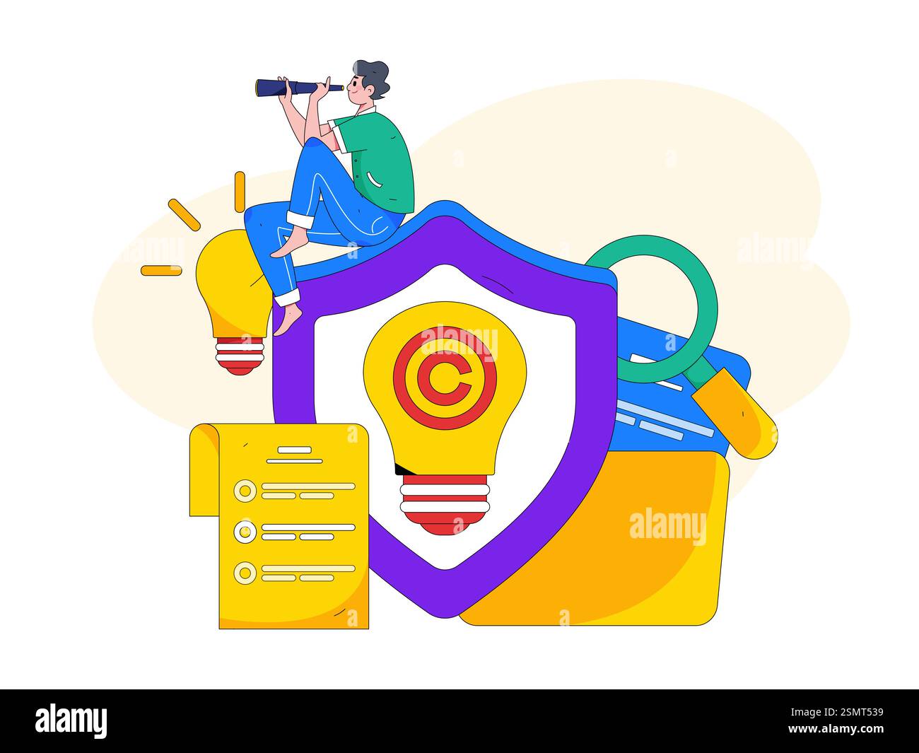 Protect intellectual property flat vector concept operation hand drawn ...