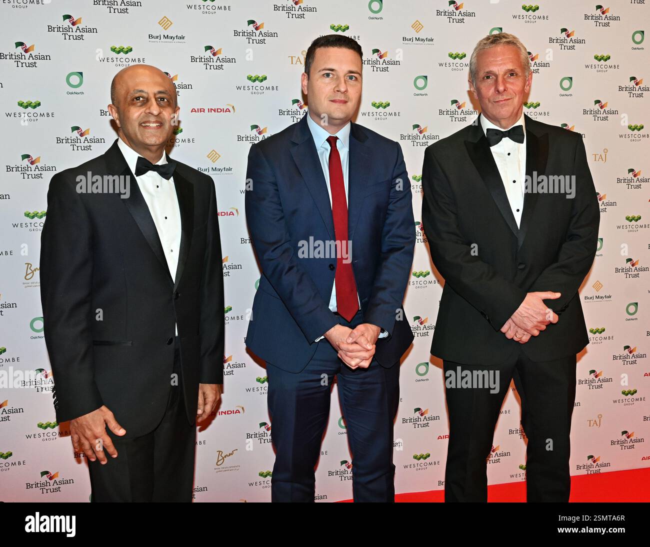 LONDON, UK. 12th Feb, 2025. Lord Jitesh Gadhia, Wes Streeting MP, Richard Madley at the British Asian Trust Annual Gala Dinner, London, UK. (Photo by 李世惠/See Li/Picture Capital) Credit: See Li/Picture Capital/Alamy Live News Stock Photo