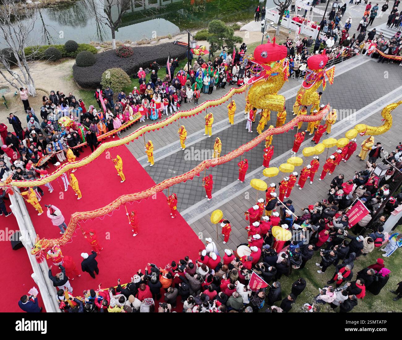 Folk artists perform to celebrate the Lantern Festival in Wuhan City