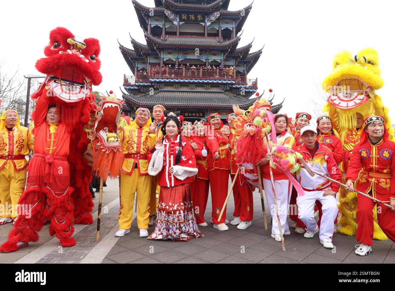 Folk artists perform to celebrate the Lantern Festival in Wuhan City