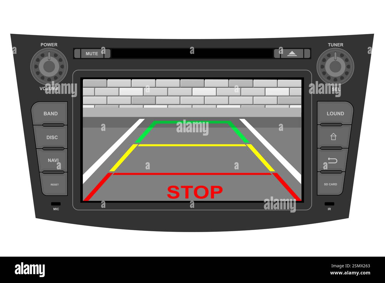 car multimedia with touchscreen vector illustration flat style isolated on white background Stock Photo