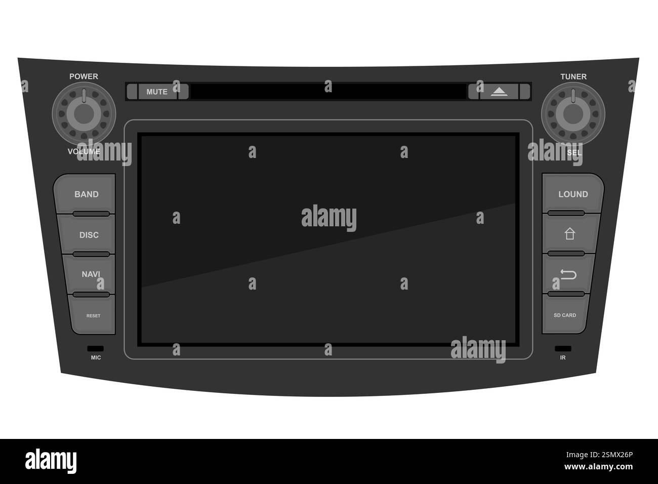 car multimedia with touchscreen vector illustration flat style isolated on white background Stock Photo
