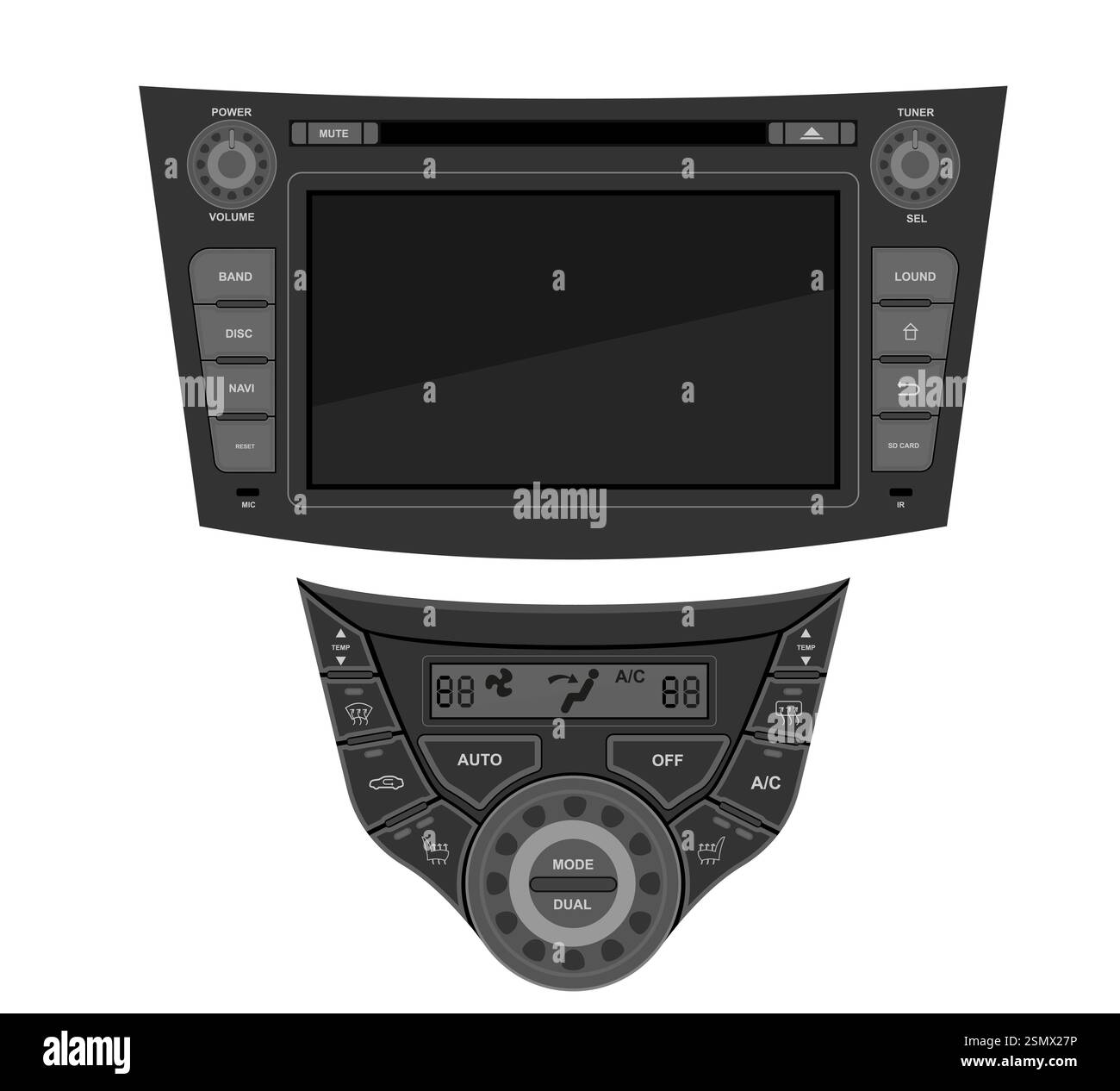 car multimedia with touchscreen vector illustration flat style isolated on white background Stock Photo