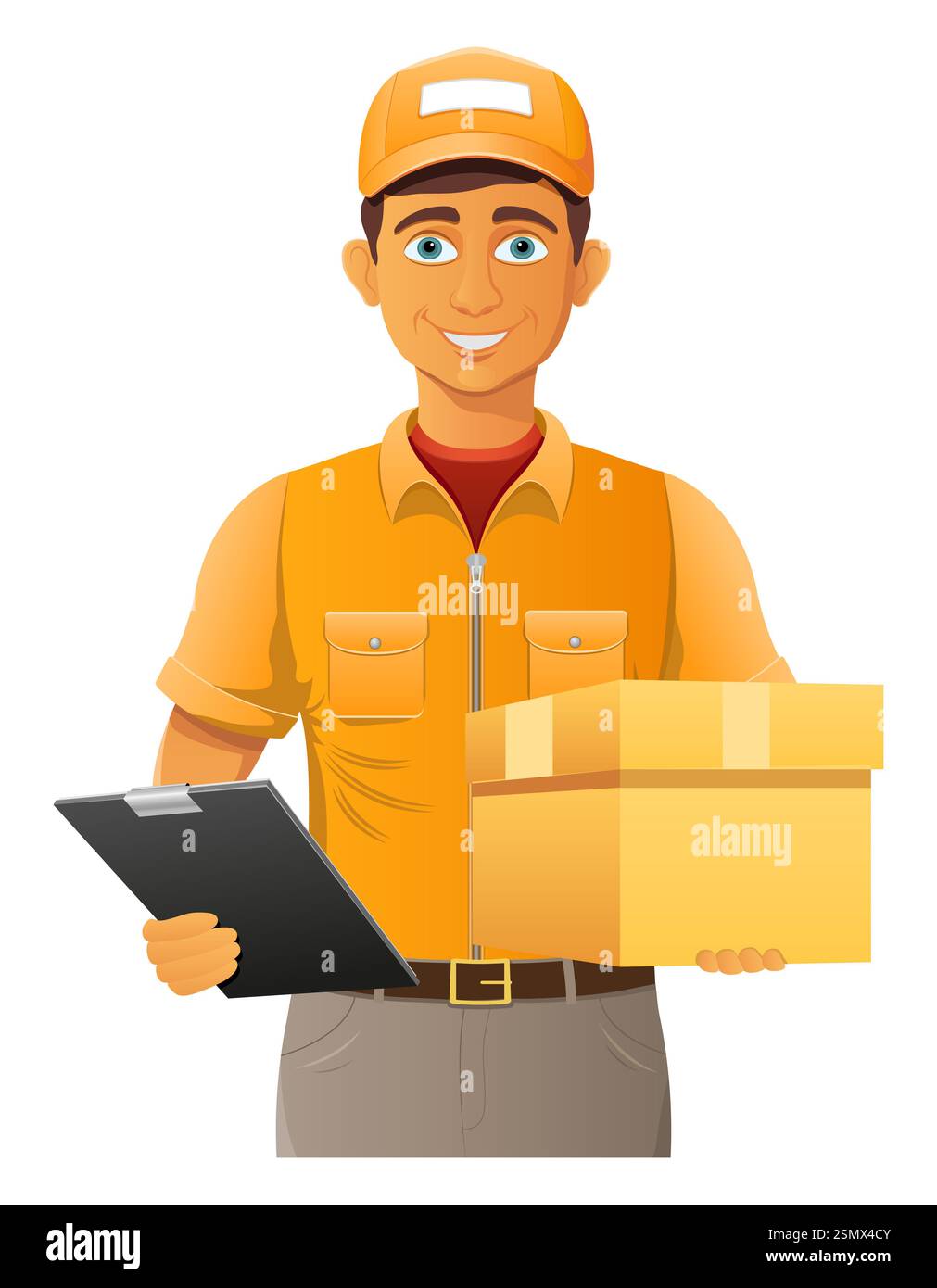 delivery young man courier service vector illustration isolated on ...
