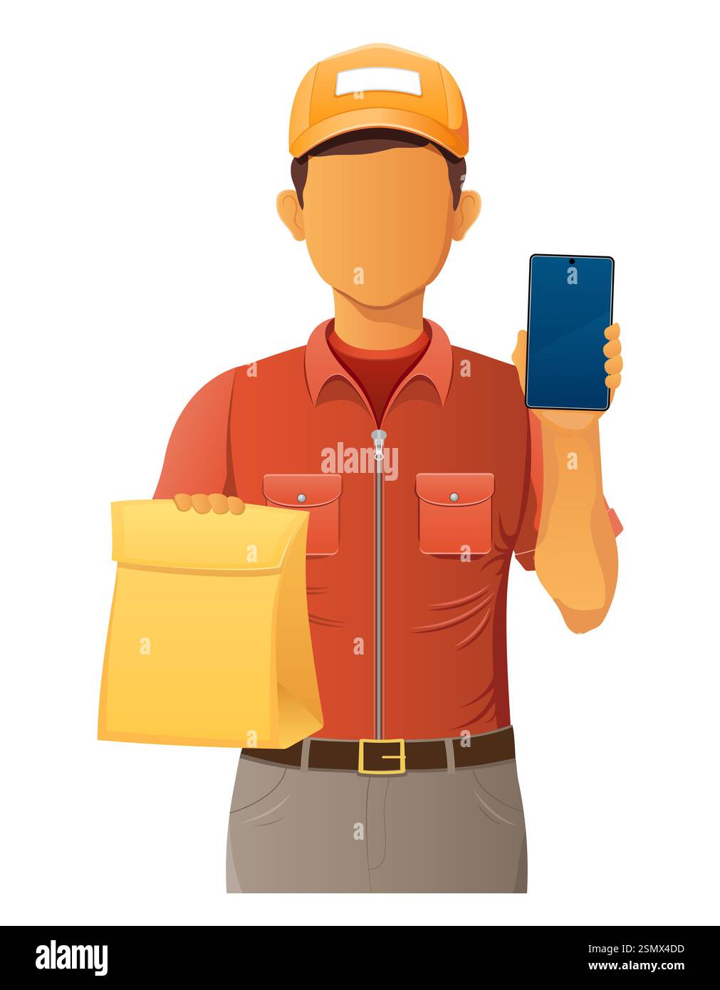delivery young man courier service vector illustration isolated on ...