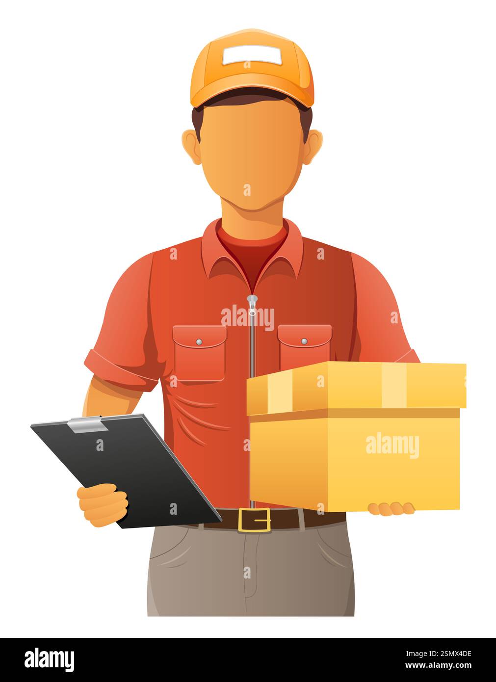 delivery young man courier service vector illustration isolated on ...