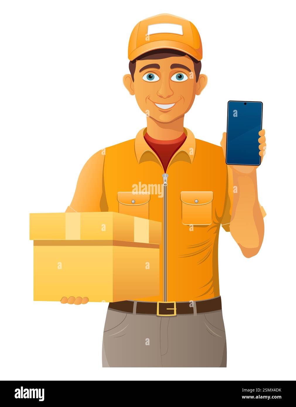 delivery young man courier service vector illustration isolated on ...