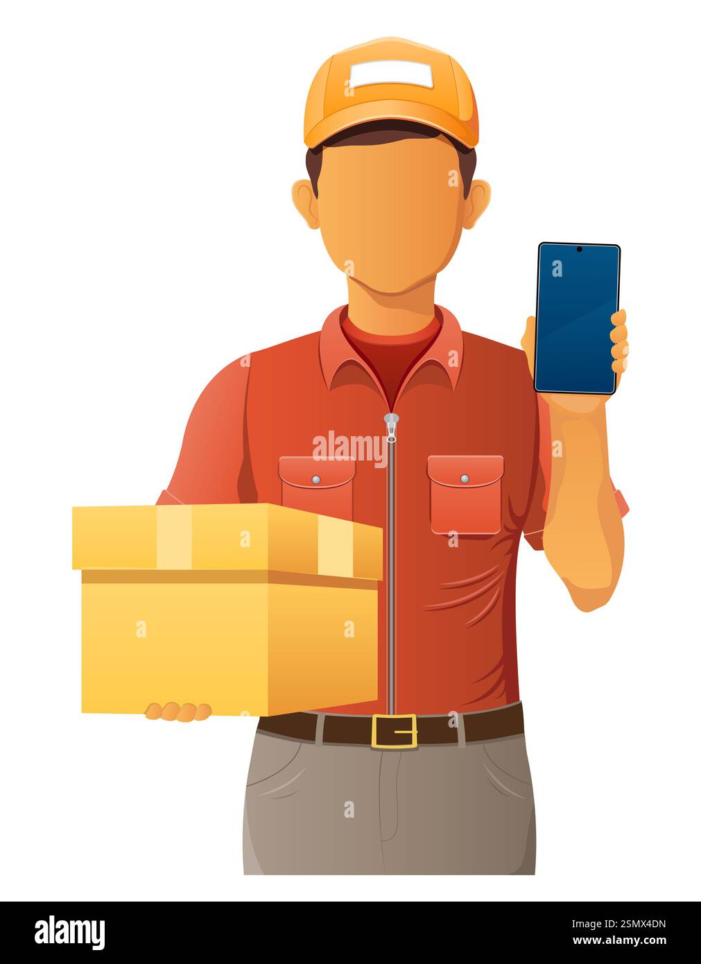 delivery young man courier service vector illustration isolated on ...