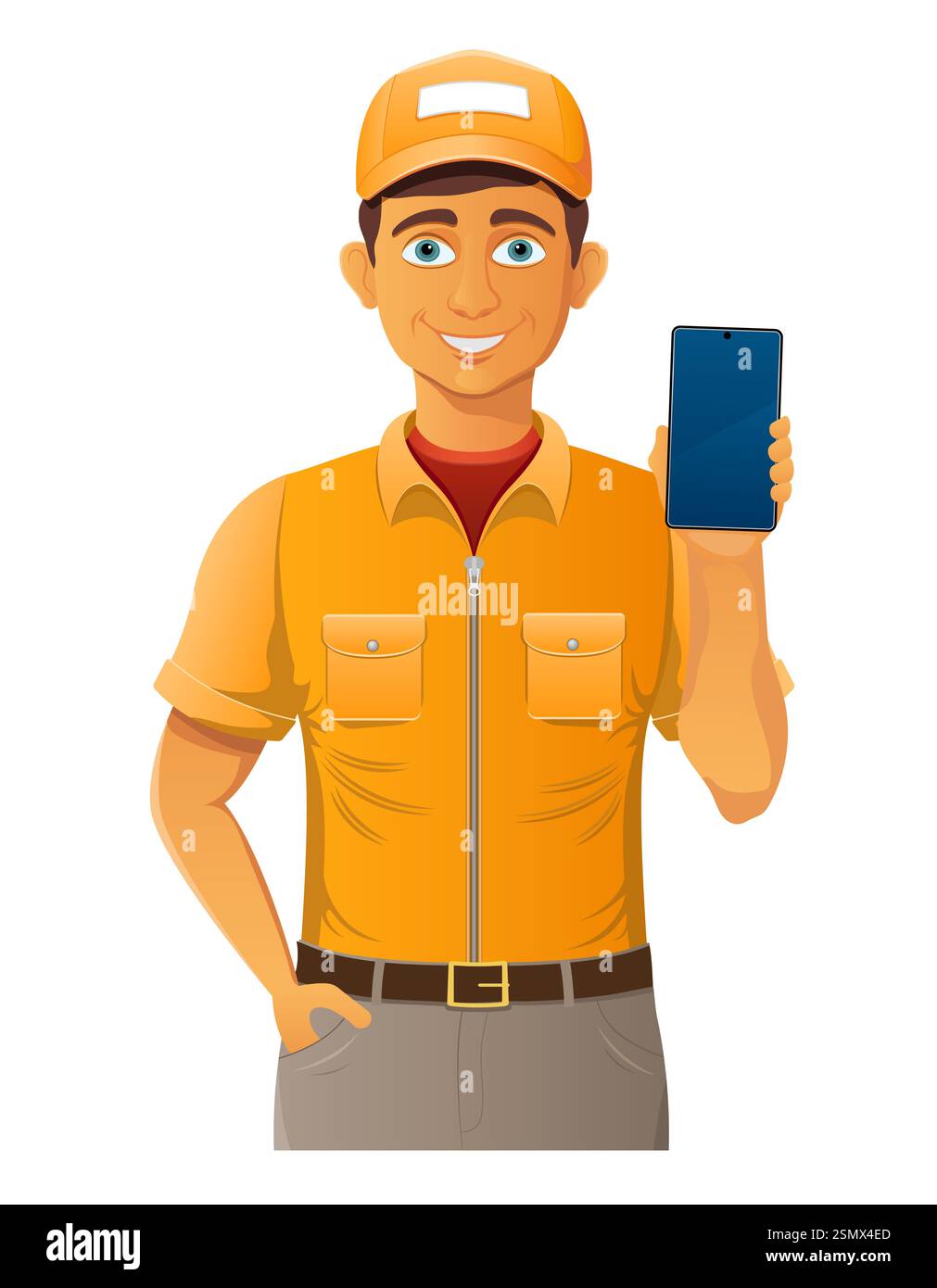 delivery young man courier service vector illustration isolated on ...