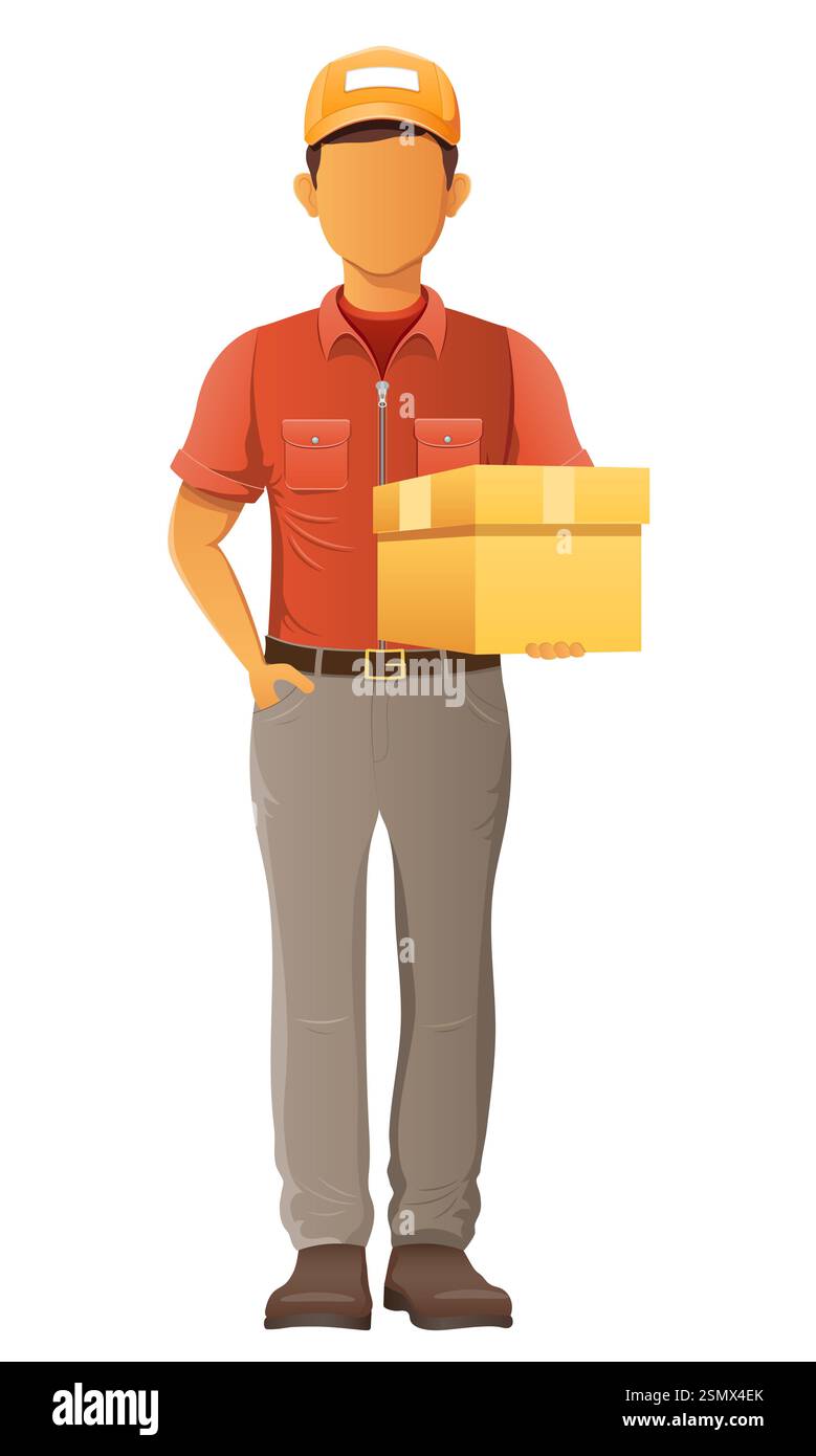 delivery young man courier service vector illustration isolated on ...