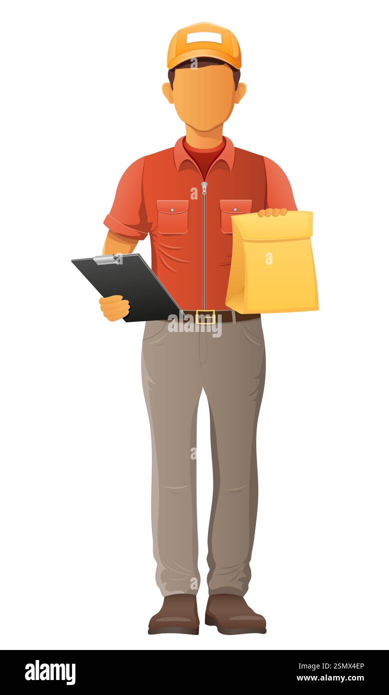 delivery young man courier service vector illustration isolated on ...