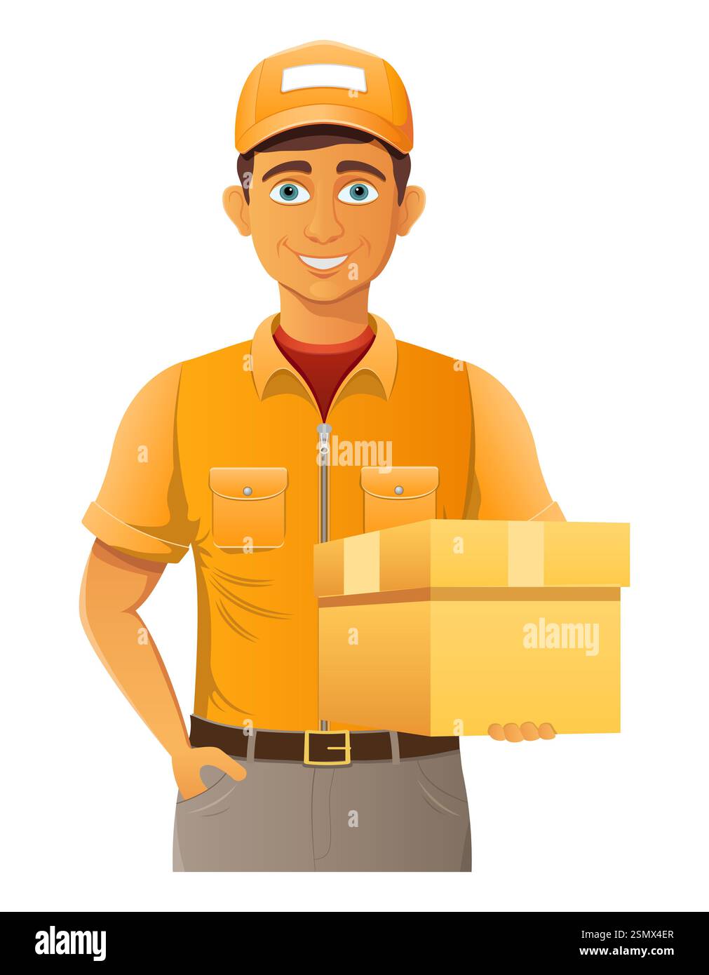 delivery young man courier service vector illustration isolated on ...