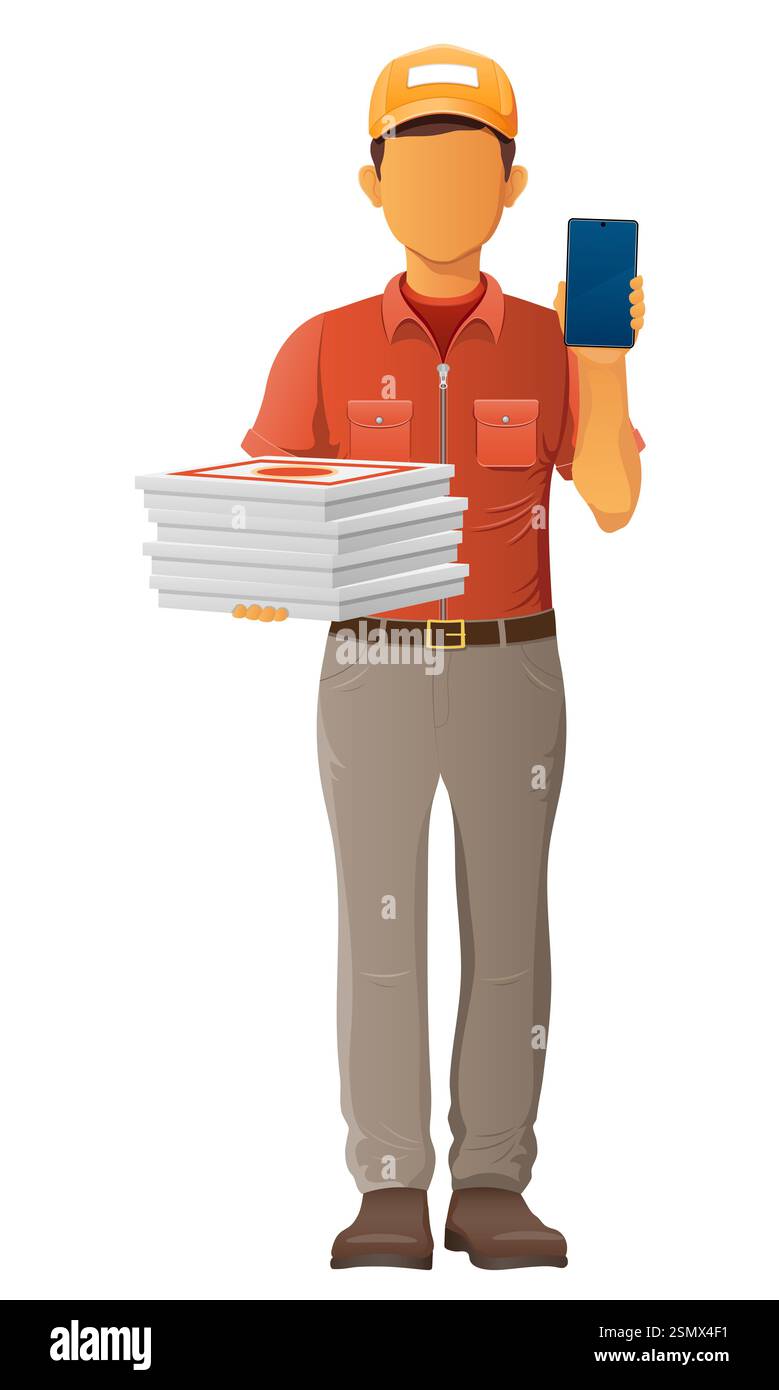delivery young man courier service vector illustration isolated on ...