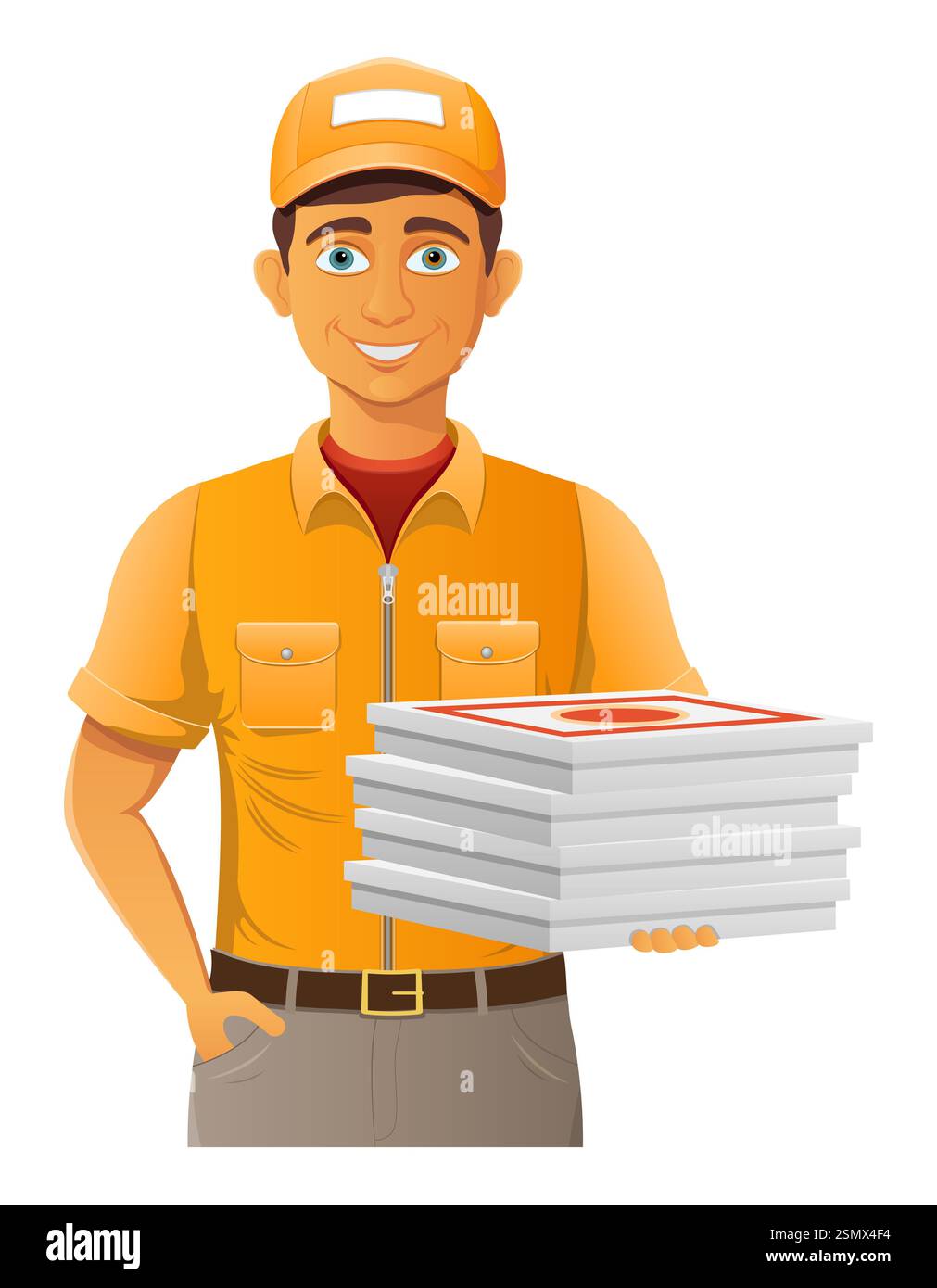 delivery young man courier service vector illustration isolated on ...