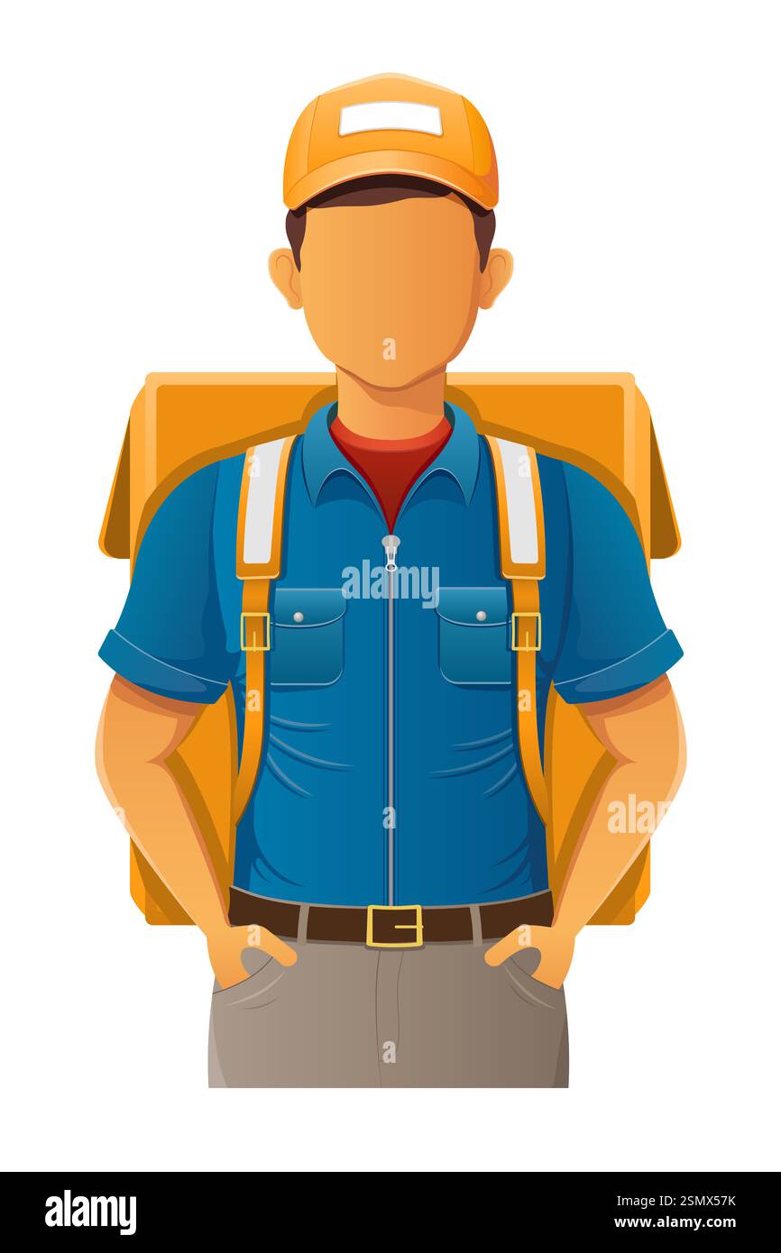 delivery young man courier service vector illustration isolated on ...
