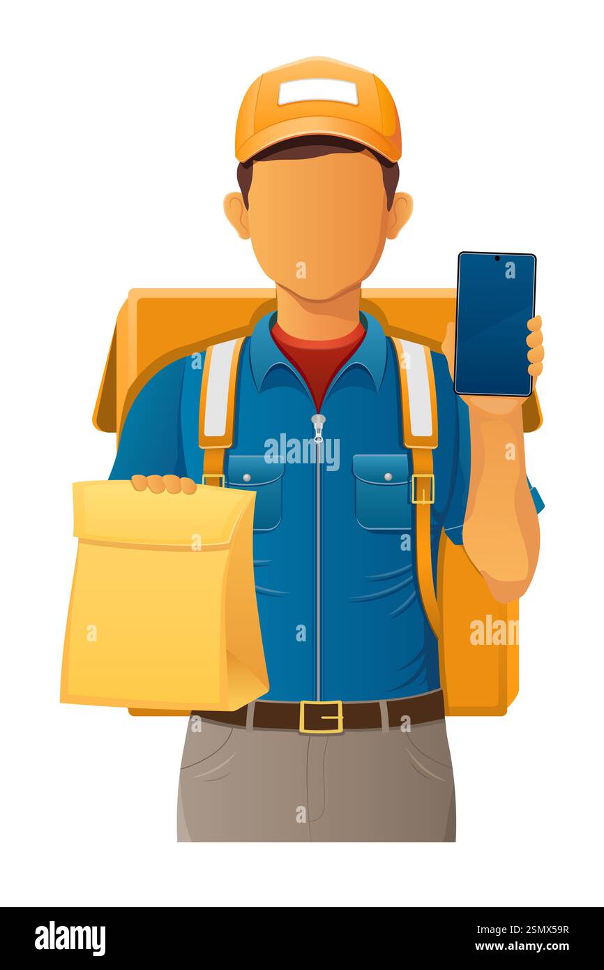 delivery young man courier service vector illustration isolated on ...