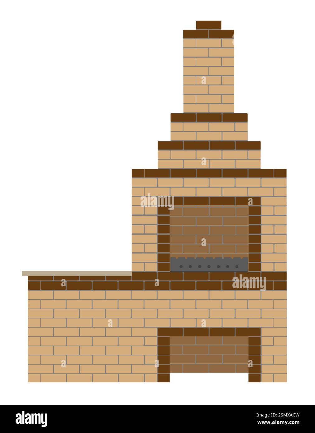 barbecue oven built of stone flat style vector illustration isolated on white background Stock Vector