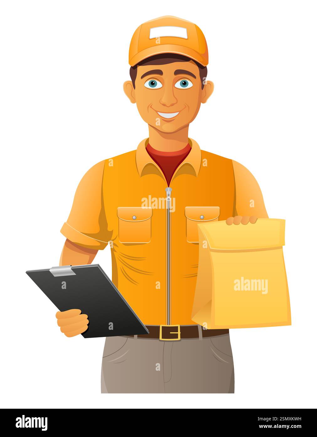 delivery young man courier service vector illustration isolated on ...