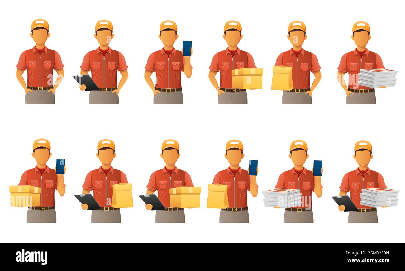 delivery young man courier service vector illustration isolated on ...