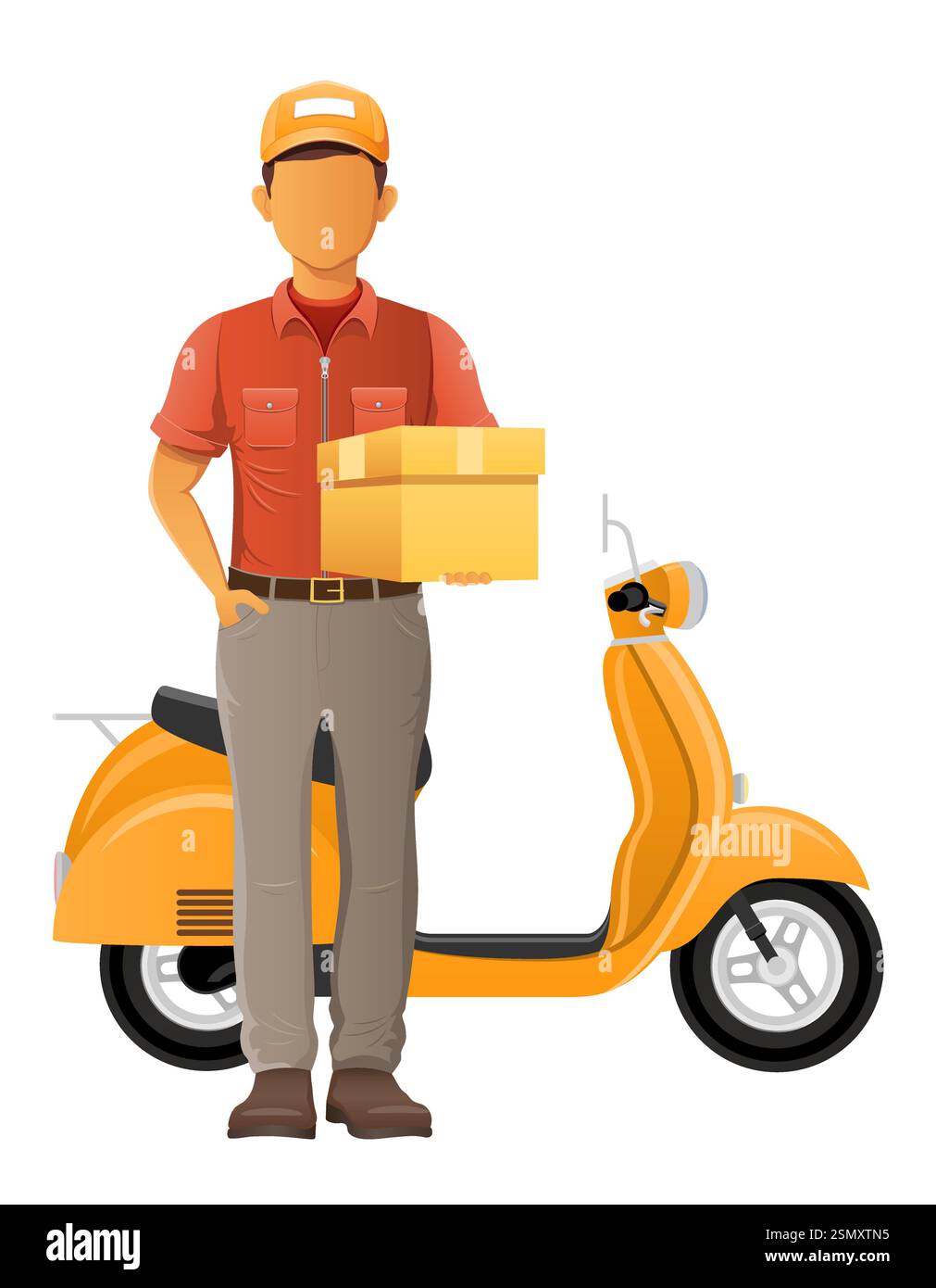 delivery man on scooter courier service vector illustration isolated on ...