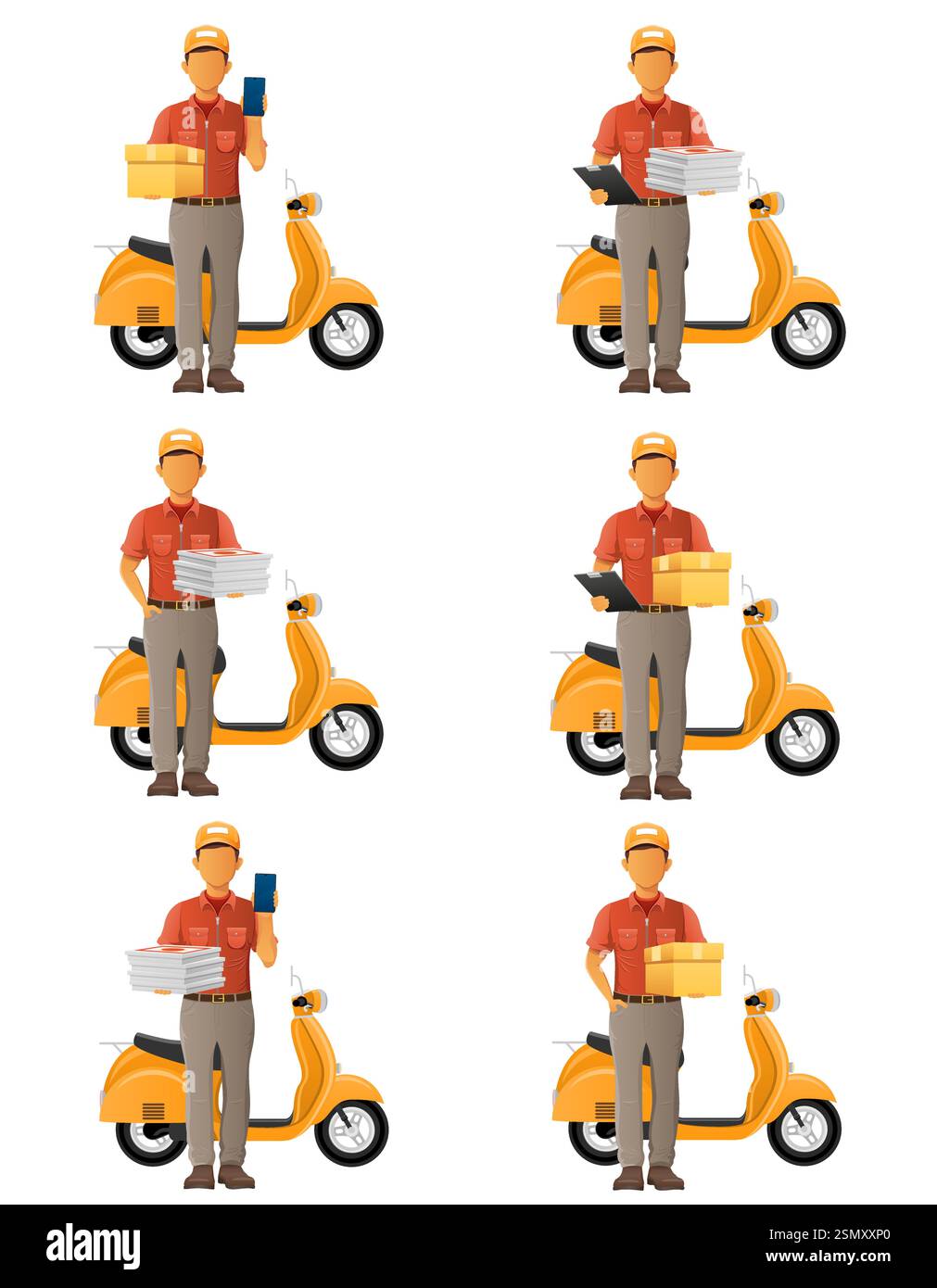 delivery man on scooter courier service vector illustration isolated on ...