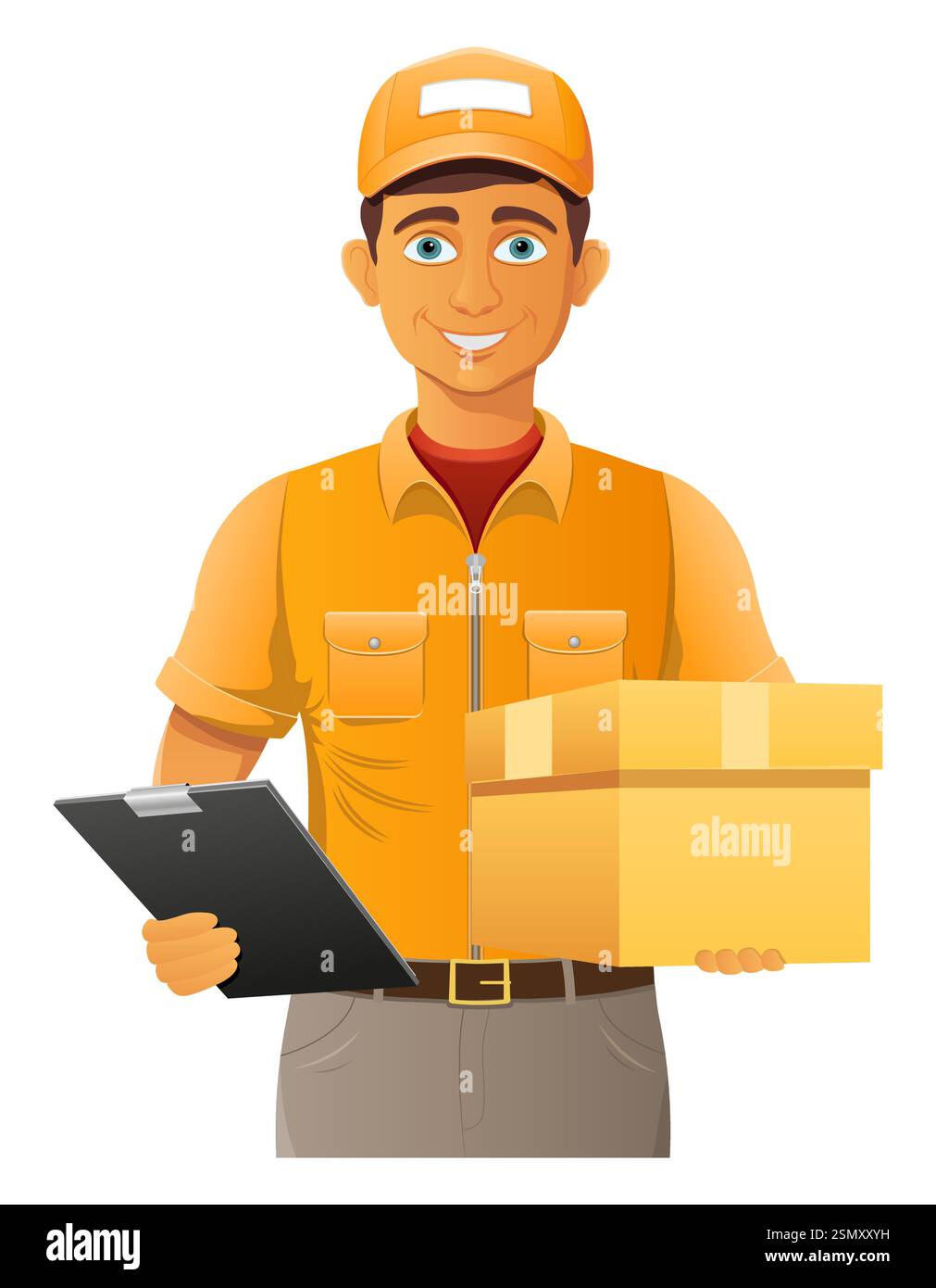 delivery young man courier service vector illustration isolated on ...