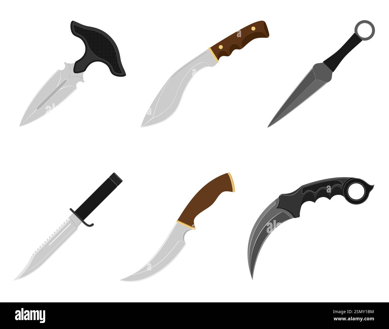 combat knife weapon for killing flat style vector illustration isolated on background Stock Vector