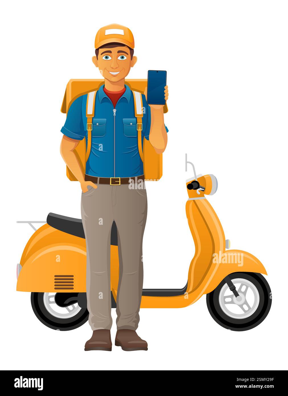 delivery man on scooter courier service vector illustration isolated on ...
