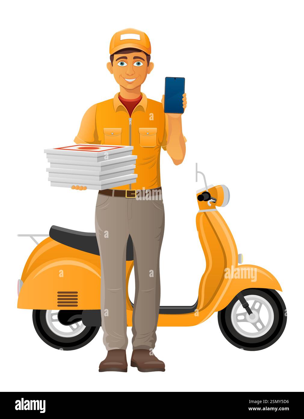 delivery man on scooter courier service vector illustration isolated on ...